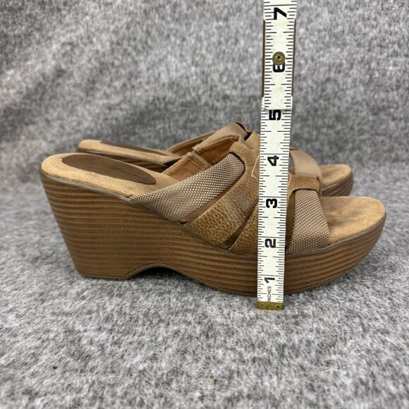✅Womens 8M Eddie Bauer Wedge Sandals Leather Upper Slip-On Brown Strappy Casual - Picture 7 of 14